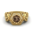 thumbnail image 1 of 6MM Rond Fumé Quartz 925 Argent Sterling Or Vermeil Forme Hexagone Géométrique Femmes Bague de Mariage, 1 of 3