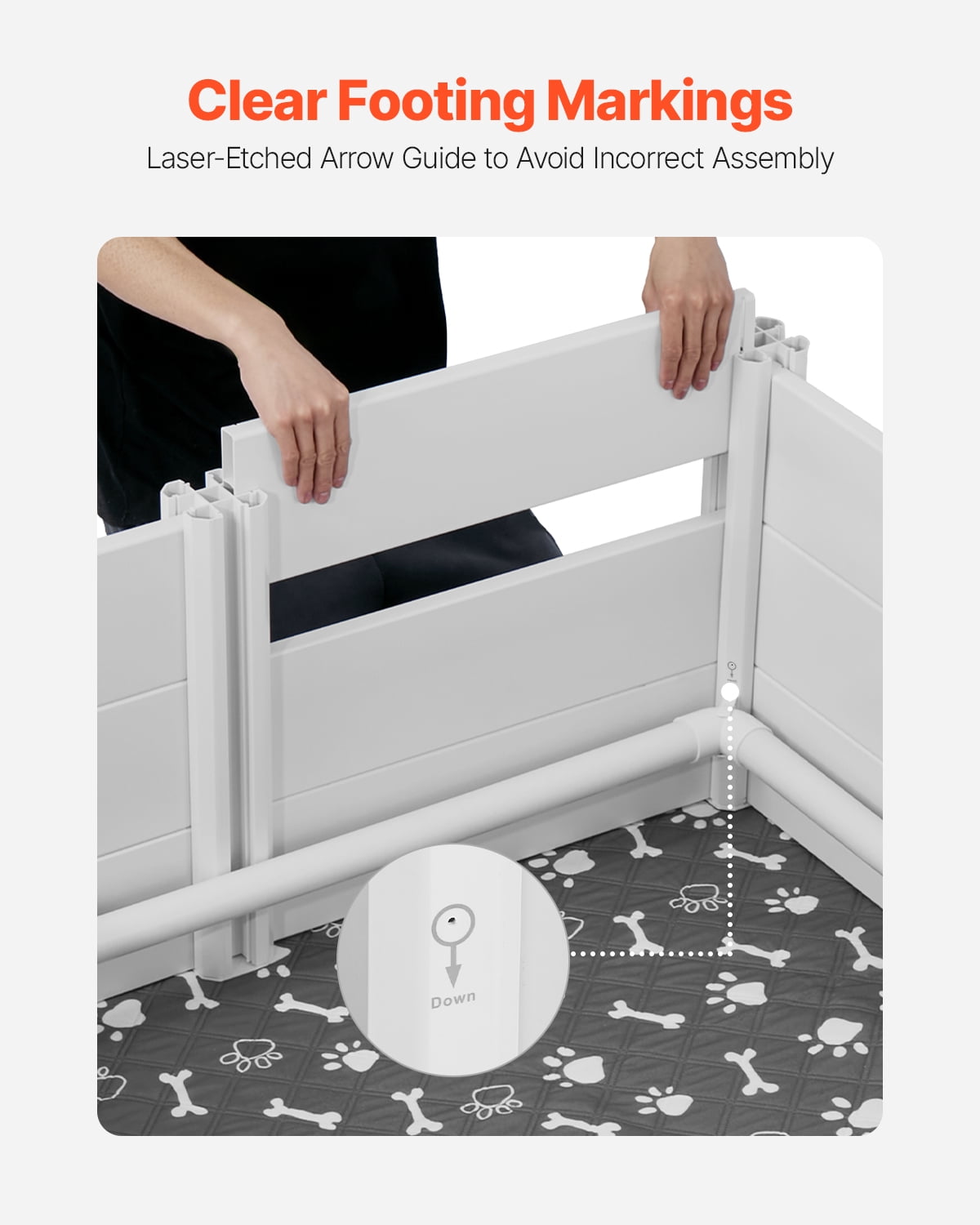 VEVOR Dogs Whelping Box, 48 x 48 x 18.1 inch, Plastic PVC Puppies Playpen with Height Adjustable Door and Washable Pee Pad, Anti-Deformation Indoor Puppy Play Pen for Large Breed Dogs, Milk White