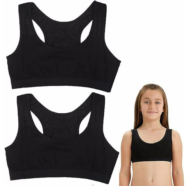 Sonducket 2 piezas exquisitas artesanías sujetadores de entrenamiento para niñas ropa interior fina elástica y a prueba de arañazos Ropa interior Negro 2 piezas