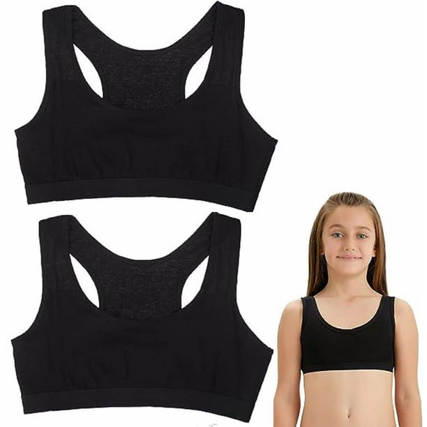 Guardurnaity 2 unids/set sujetadores de entrenamiento para niñas durabilidad y costura fina sujetadores de entrenamiento para niñas ropa interior Ropa interior Negro 2 piezas
