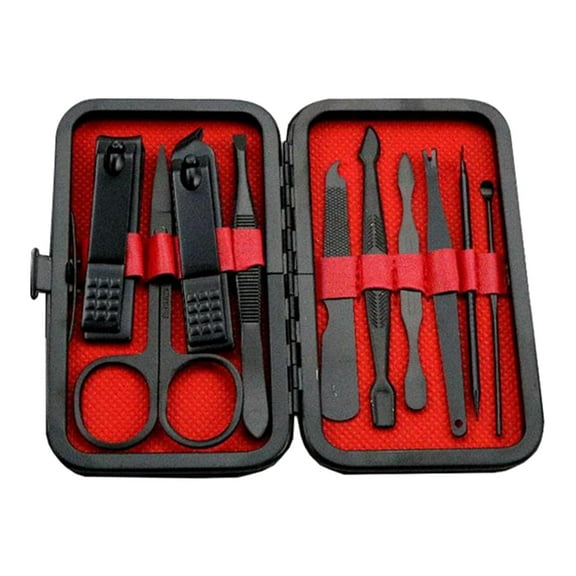 Travel Home Manicure Stainless Steel Pedicure Care Tool Set with Leather Case for for Husband Boyfriend TIFOR- 10Pcs