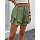 thumbnail image 5 of Pantalones cortos fluidos for mujer, falda pantalón estilo bohemio con volantes y mariposas, cintura alta, tela texturizada, doble capa, Color sólido, informal, 5 of 7