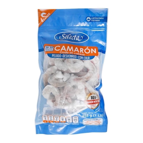 camarón grande sin cabeza Selecta congelado 454 g
