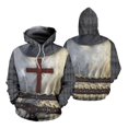 thumbnail image 3 of Sudadera con capucha y armadura de los caballeros templarios, sudadera medieval con cruz de los cruzados, sudadera con capucha estampada en 3D para hombre, chándal de carnaval, 3 of 5