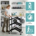 thumbnail image 6 of edx 3-Tier Portable Utility Cart with Wheels, Heavy Duty Collapsible Cart for Home, Office, Kitchen and Storage,120LBS Capacity,Black, 6 of 8