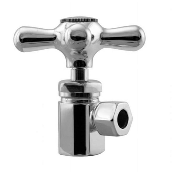 Westbrass Cross Handle Angle Stop Shut Off Valve 1/2-Inch IPS Inlet with 3/8-Inch Compression Outlet D103X in Polished Brass