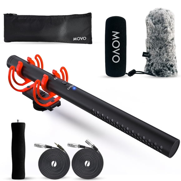 Movo X3-Ii Micrófono De Escopeta Xlr De 11 Pulgadas Para Cámara - Micrófono De Escopeta De Condensador Supercardioide Para Creación De Contenido Dslr Y Realización De Películas - Micrófono De Pluma Di