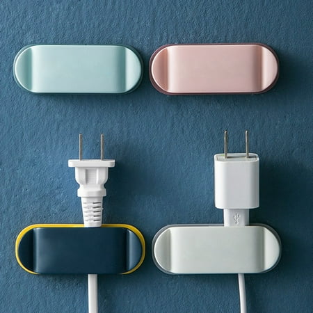 

4Pcs Muli-use Power Cord Plug Bracket Wall Mount Adhesive Socket Storage Rack Pink ABS