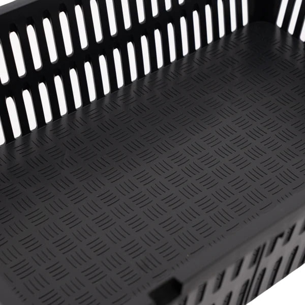 Transport Coop for Quail & Pigeons, Plastic Poultry Carrier Crate, Black, Ventilated Locking Lid, Stackable Lightweight Bird Transport Box