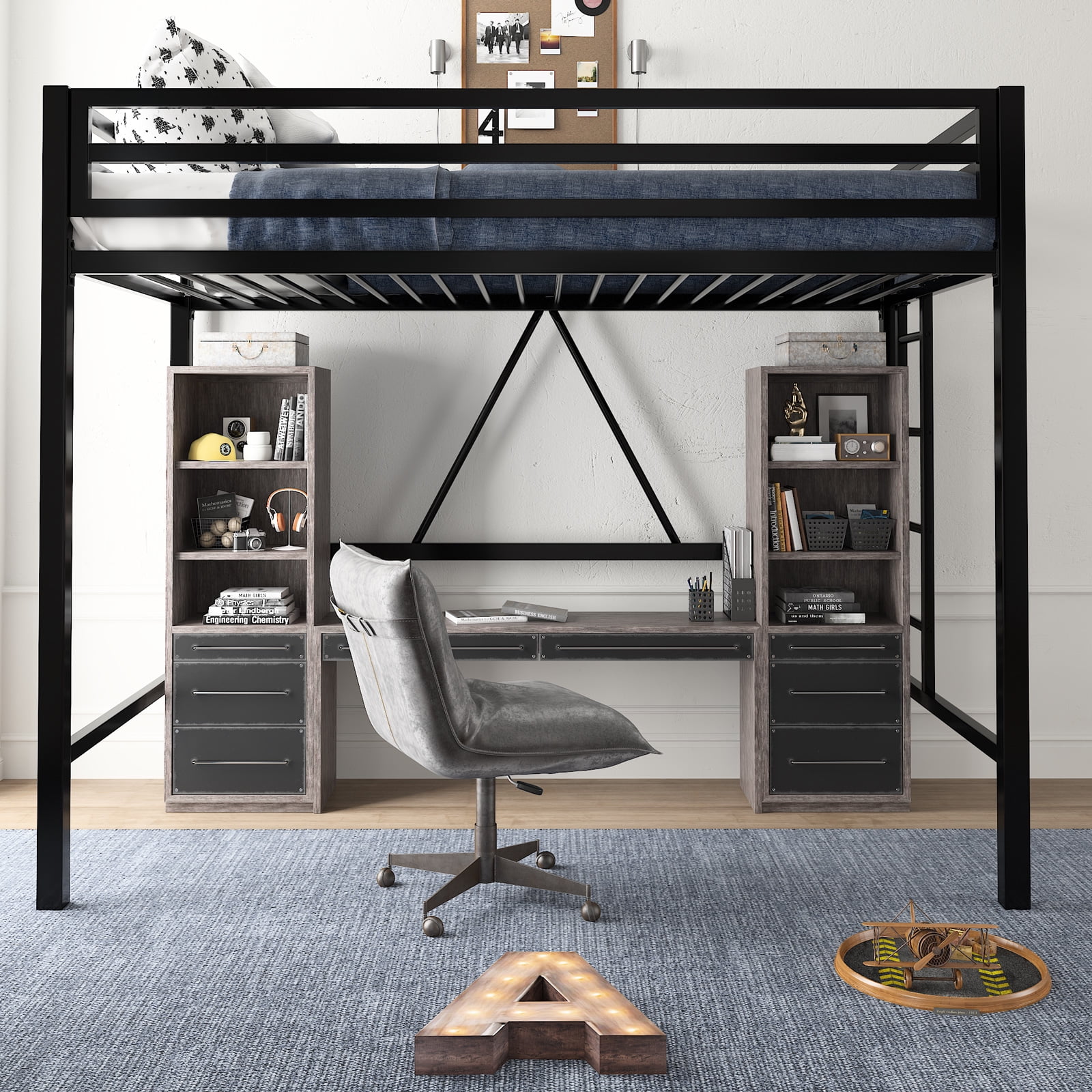 heavy duty loft bed with desk