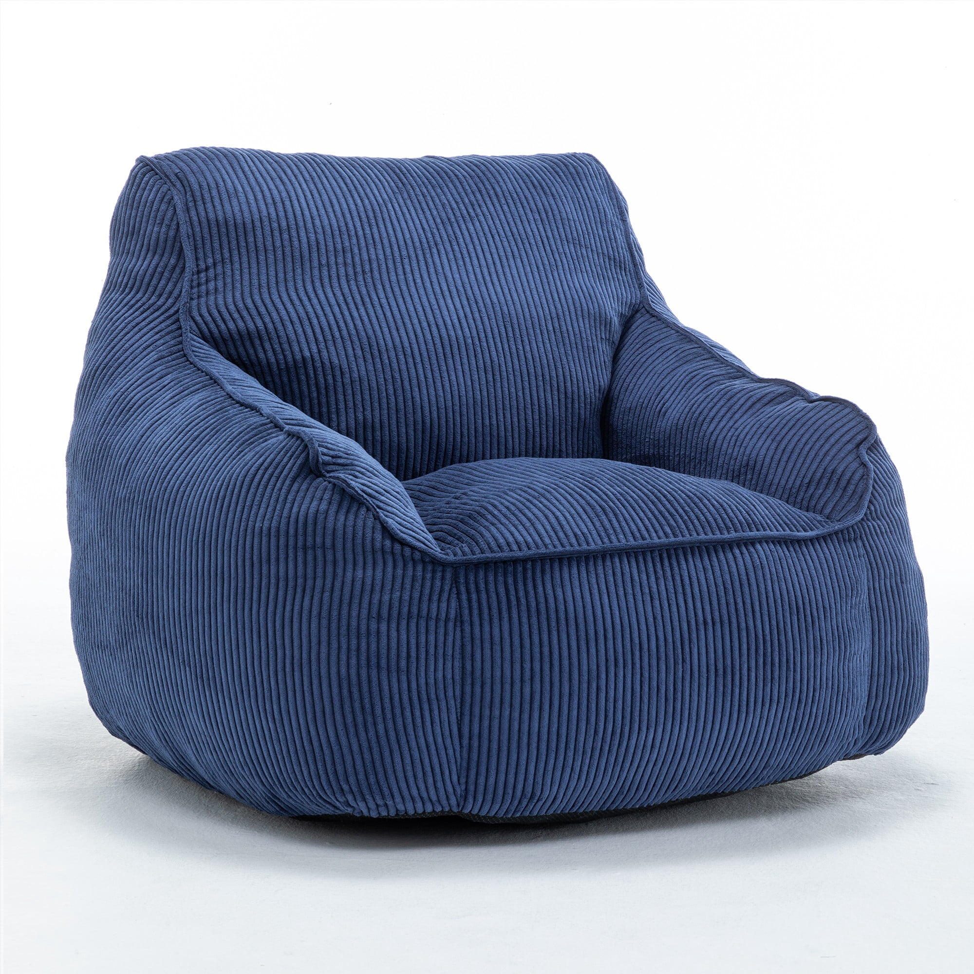 Bean Bag Chair Sofa for Adults Teens, Comfy Corduroy Large Bean Bag Chairs with Armrests for Bedroom Living Room, Adult Beanbag Lazy Sofa Couch Chairs with Filler Included (Blue)