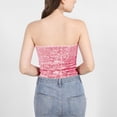 thumbnail image 3 of Jalioing Sequin Tube Top for Women Strapless Wrapped Tops Sparkly Backless Party Clubwear Cropped Tank (Onesize, Pink), 3 of 3