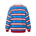 thumbnail image 6 of cocolona Womens Fall Sweatshirts Lapel Button Down Long Sleeve Shirts Striped Loose Casual Pullover Tops, 6 of 7