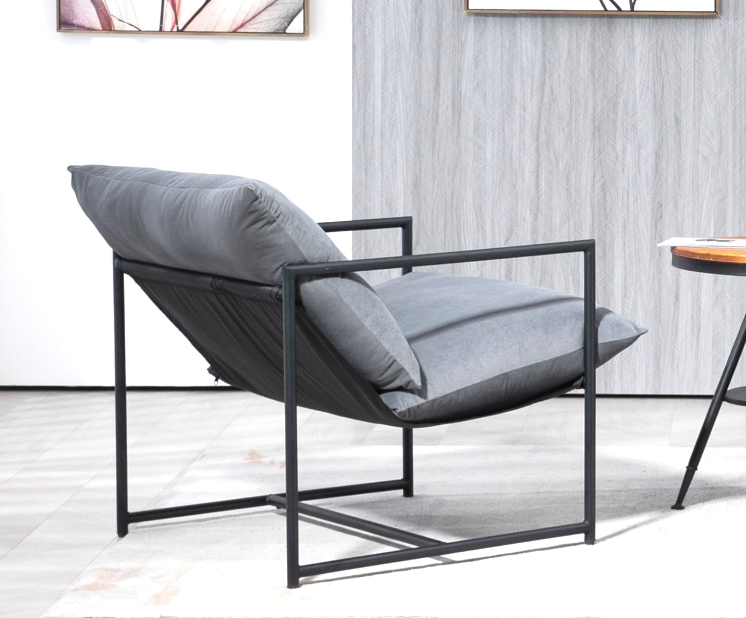 US Pride Furniture Modern Velvet Arm Chair with Reclined Seat Soft Upholstery and Plush Comfort for Stylish Living Room, Grey