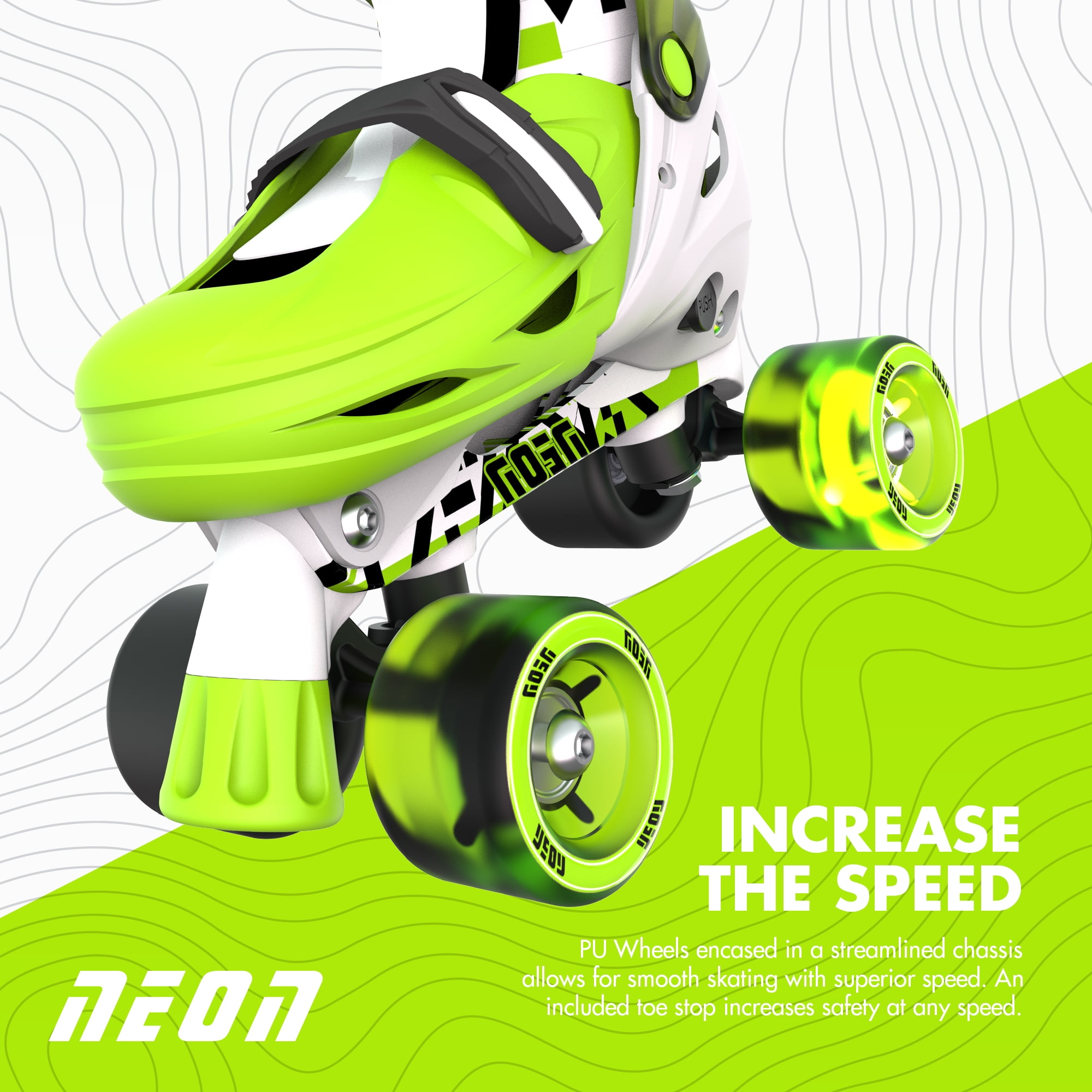 Yvolution 2in1 Inline Skates and Quad - Girls and Boys Kids Skates, Size 3-6, One Pair, Goteki Green