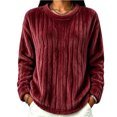thumbnail image 3 of Plush Ribbed Fleece Sweatshirts for Women Crewneck Long Sleeve Loose Fit Fall Winter Warm Casual Loungewear S-XXL, 3 of 5