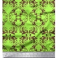 thumbnail image 1 of Soimoi Green Cotton Cambric Fabric Quaterfoil Damask Print Sewing Fabric Yard 56 Inch Wide, 1 of 1