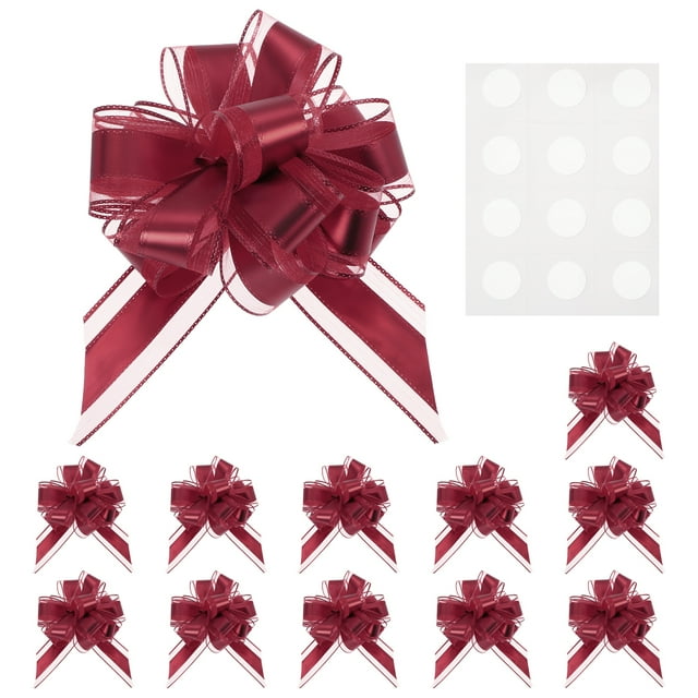 Uxcell 12 paquetes de grandes lazos para envolver regalos, lazo reutilizable de color rojo oscuro