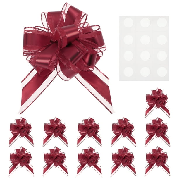 Uxcell 12 paquetes de grandes lazos para envolver regalos, lazo reutilizable de color rojo oscuro