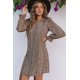 thumbnail image 2 of ABPHQTO Vestido de mujer con escote en V y ribete de volantes de leopardo caqui, 2 of 5