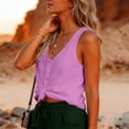 thumbnail image 7 of Womens V Neck Henley Button Front Tank Tops Sleeveless Top Cotton Linen Racerback Tie Front Knot Loose Fit Summer Casual Daily Vest, #02 Light pink, S, 7 of 7