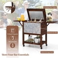 thumbnail image 3 of Resenkos 54 Quart Wooden Rolling Cooler Cart with Storage Shelves, Insulated Ice Chest with Bottle Opener for Patio and Backyard, Brown, 3 of 7