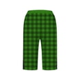 thumbnail image 4 of Makaor Long Shorts for Women with Pockets Button Mid Waist Straight Leg Long Short Elastic Waist Plaid Baggy Summer Outfits Green 2XL, 4 of 5