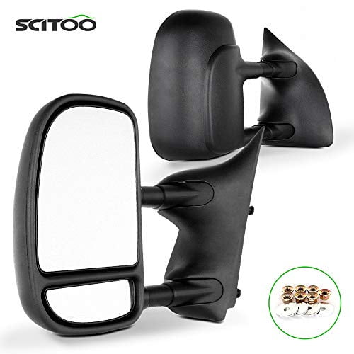 Miroirs de Remorquage, pour Accessoires Extérieurs Ford SCITOO pour Ford F250 F350 F450 F550 1999-2007 Super Duty avec Verre Convexe Contrôle Manuel Télescopique et Pliable