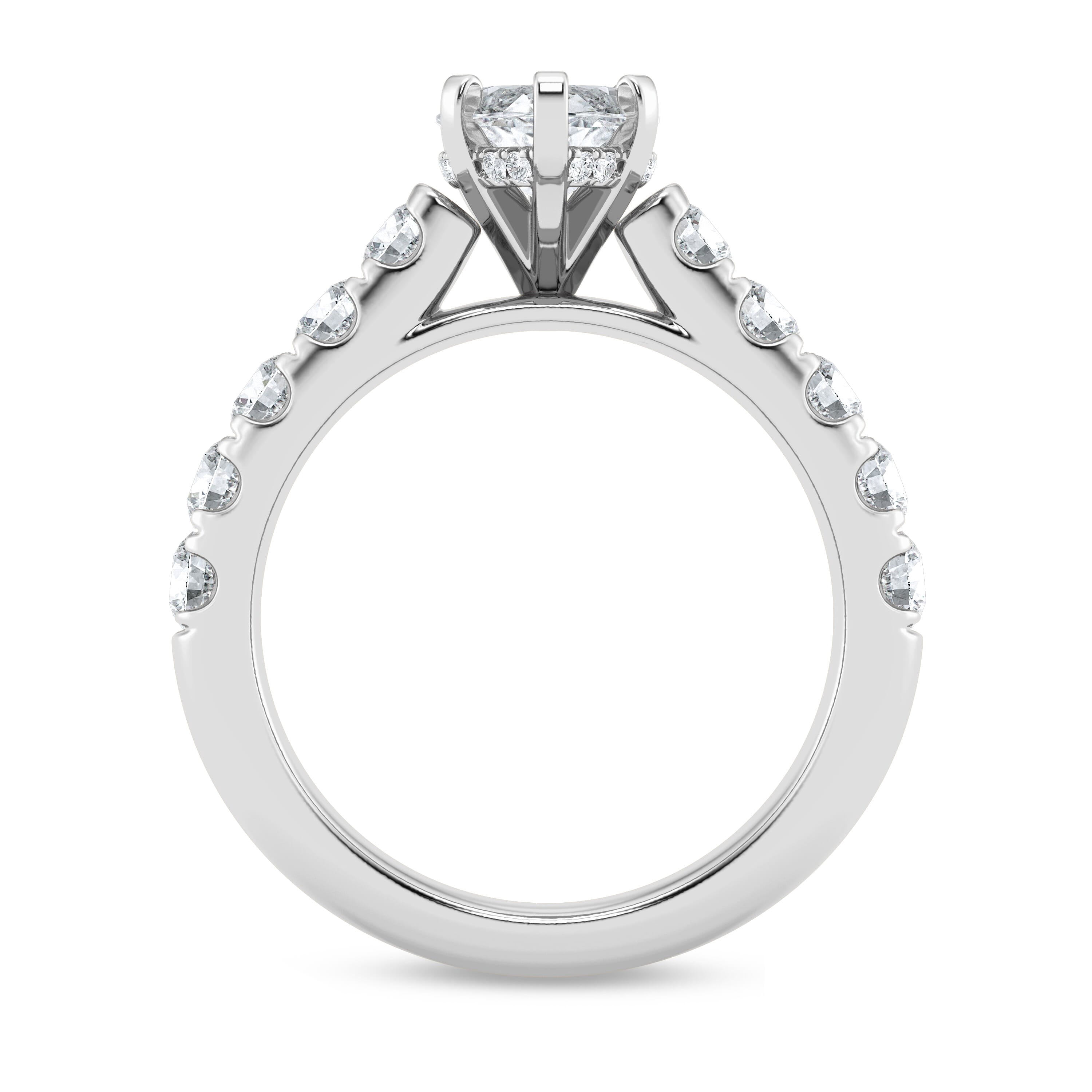 Veda Jewelry 2.13 Ct Marquise Cut Moissanite Hidden Halo Cathedral Pave Engagement Ring for Women - Sparkling 14K White Gold Plated Wedding Ring for Bridal Jewelry - Mother's Day Gifts