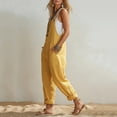 thumbnail image 5 of Womens Jumpsuit Sleeveless Casual Summer Overalls Jumpers Adjustable Strap Baggy Wide Leg Long Pants Rompers with Pockets Yellow, 5 of 6