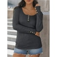 thumbnail image 2 of Womens Long Sleeve Shirts Casual Fall Fashion Clothes Tops Basic Ribbed Knit T Shirts, 2 of 6