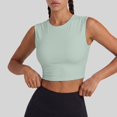thumbnail image 2 of Athletic Tops for Women Open Back Cutout Cap Sleeve Cross Wrap Hem Crop Shirts Built-in Bra Pads Stretchy Breathable Slim Fit Workout Tees Gym Running Summer Streetwear Outfits Green 2XL, 2 of 8
