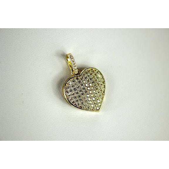 10K Yellow Gold Heart Pendant with CZ 3 Sizes