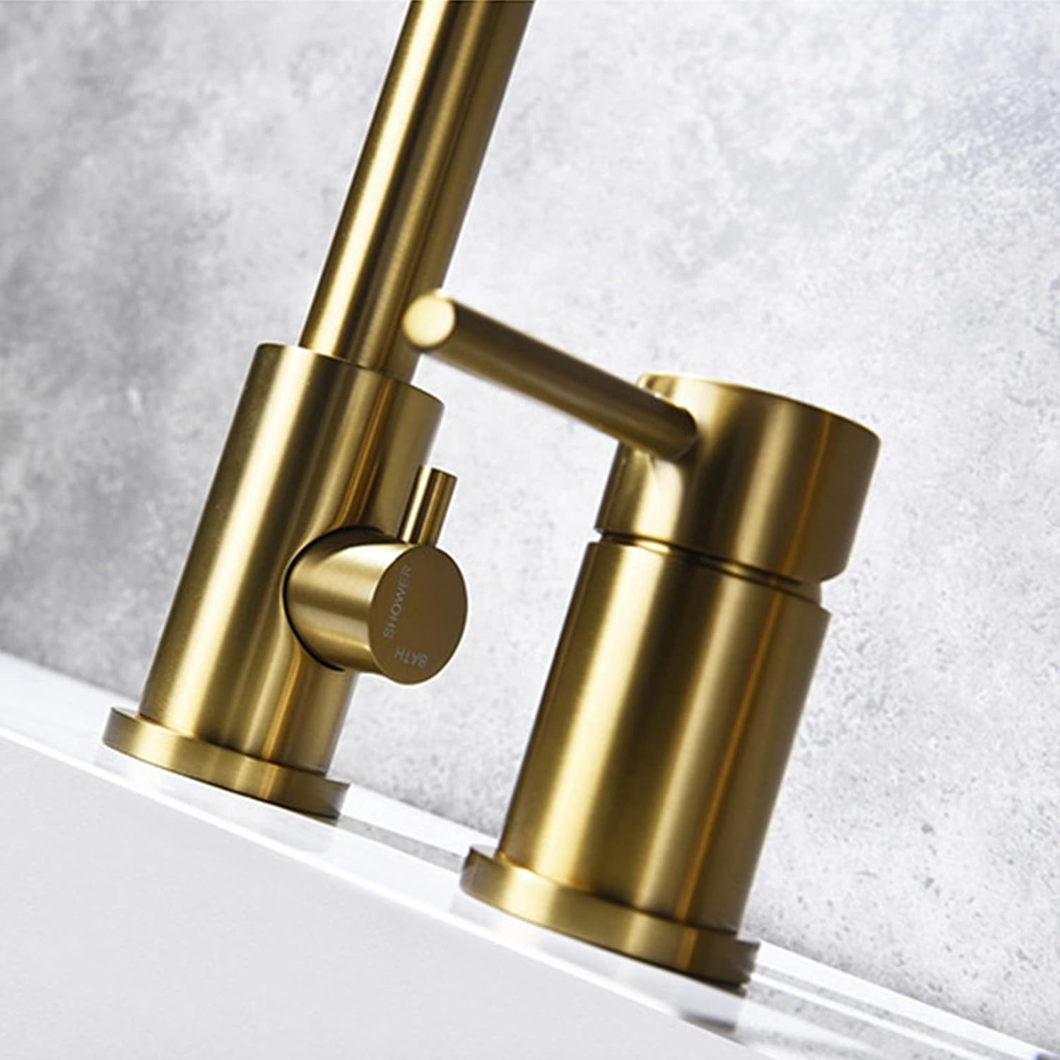 Split Bathtub Faucet, Three-Piece Basin Faucet, Cylinder Side Type Hot and Cold Water Mixer Tap, All Copper Round Single Handle Faucet Bathroom Shower,Black
