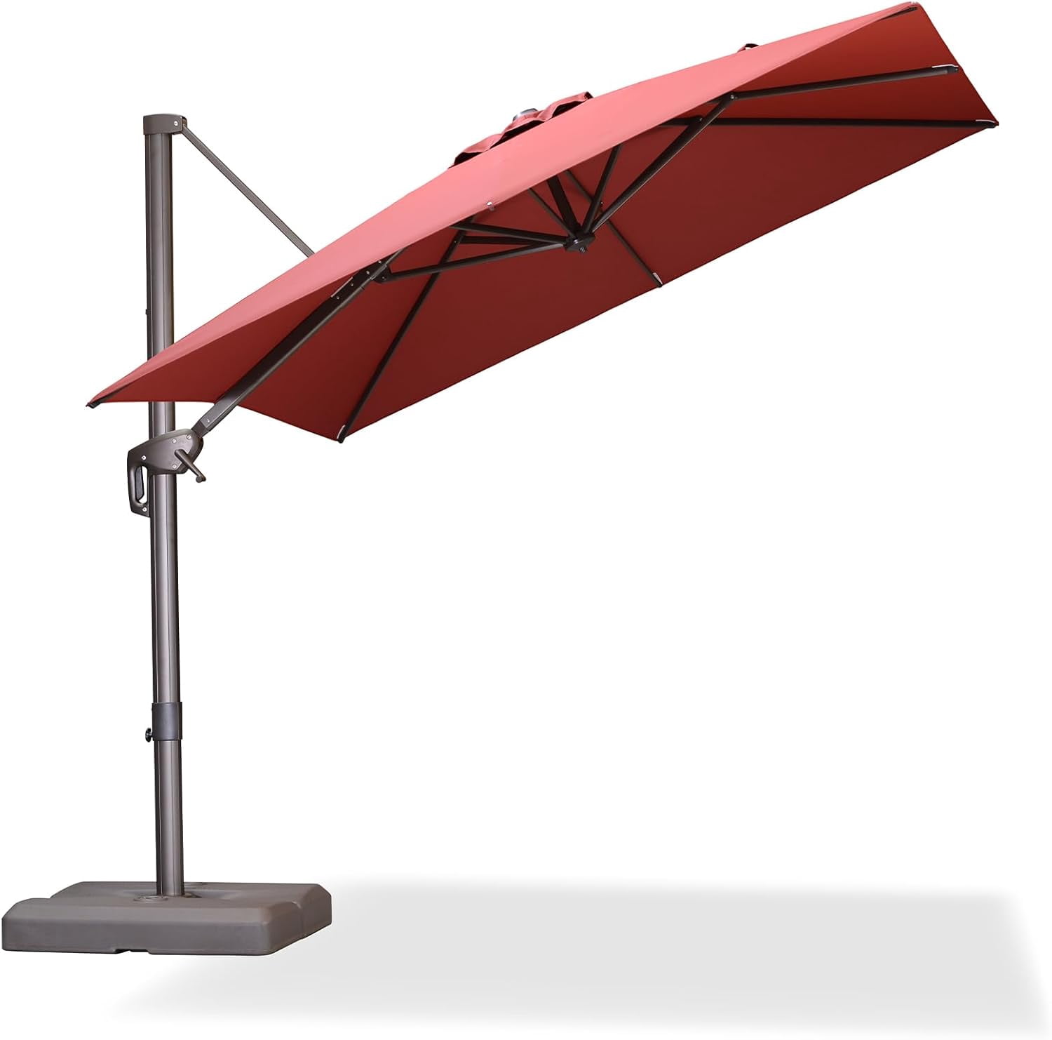 PURPLE LEAF OUTDOOR 8' X 8' Cantilever Patio Umbrella Antique Bronze Square Umbrella with 360° Rotation and Aluminum Offset Hanging Outdoor Umbrella for Pool Garden Backyard Deck, Brick Red