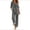 Gray, variant on Women's Cotton Linen 2 Piece Pants Set 3/4 Sleeve V Neck Tunic Top and Wide Leg Trousers with Pockets Loose Soft Breathable Casual Summer Outfit L