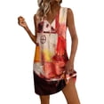 thumbnail image 3 of Womens Short Dresses Plus Size Floral Printed V-Neck Sleeveless Casual Loose Summer Vacation Beach Sundresses with Pockets, 3 of 8