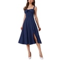 thumbnail image 2 of INSPIRE CHIC Spaghetti Strap Dresses for Women Scoop Neck Side Slit Sexy Flowy Midi Dress XL Dark Blue, 2 of 6