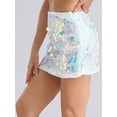 thumbnail image 5 of Zaldita Womens Sparkle Sequin Bodycon Mini Skirts Shiny Glitter Short Wrap Skirt Clubwear Gradient Blue S, 5 of 7