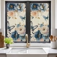 thumbnail image 3 of Vintage Blue Floral Window Privacy Film, Butterflies Watercolor Flower Linen Static Cling UV Sun Blocking Tint Film Heat Control Windows Films for Bedroom Bathroom, Window Stickers 17.7"x39.3", 3 of 8