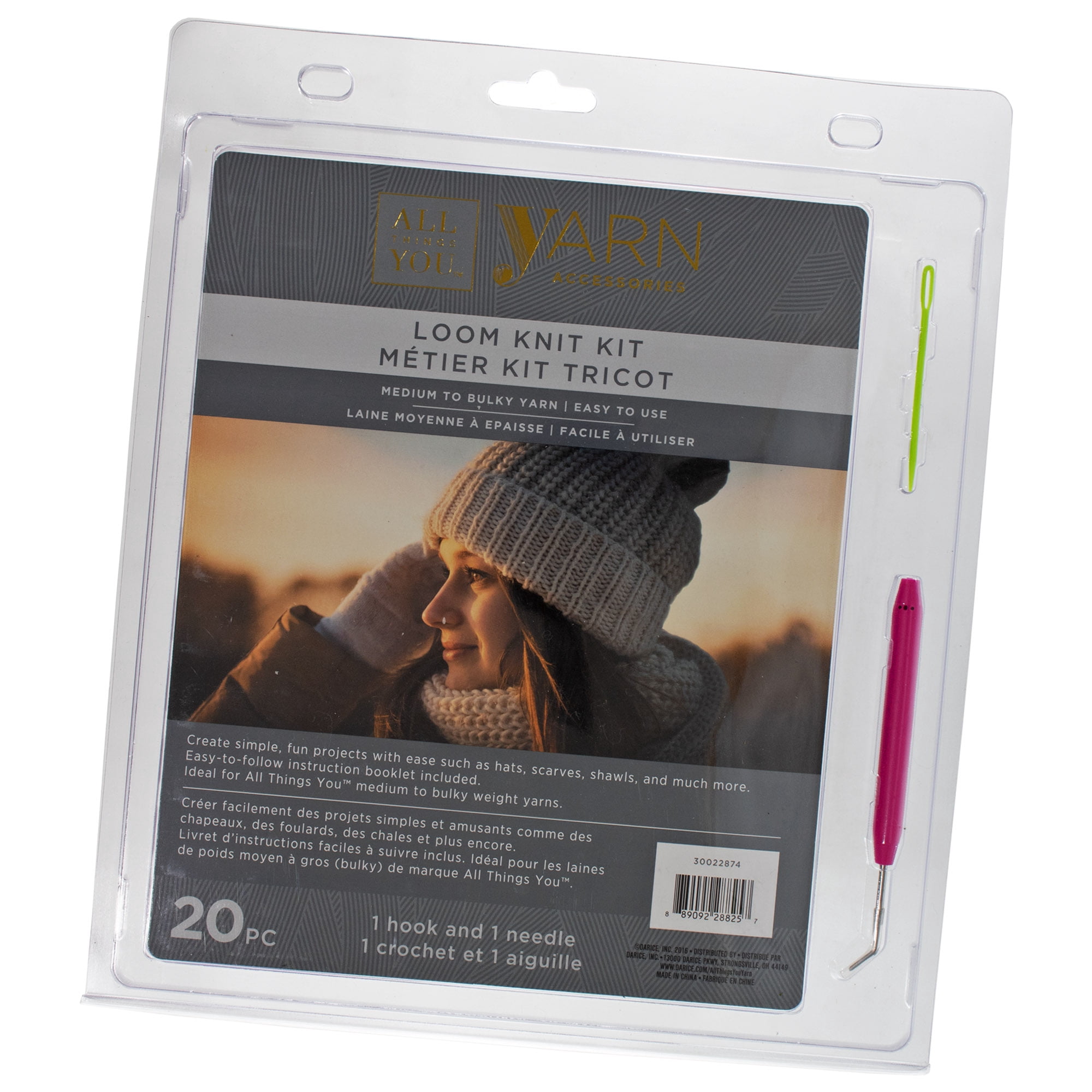Create Your Own Loom Knit Kit - 20 Connectable Loom Pieces, 1 Picking Hook, 1 Plastic Needle - Easily Snap Parts Together to Make Looms of Different Shapes and Sizes