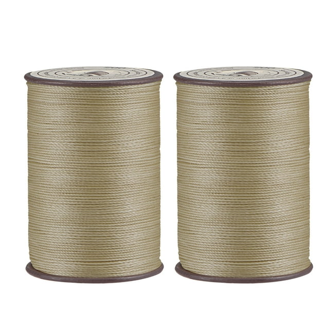 Unique Bargains 2 Pack Thin Waxed Thread 137 Yards 0.55mm Polyester String Cord for Machine Sewing Hand Quilting Weaving, Khaki