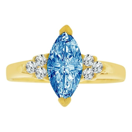 Simple Marquise - 14k Yellow Gold, Simple Classic Ring Created Color Marquise CZ Synthetic Dec Birthstones
