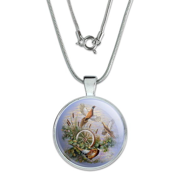 Pheasant in Nature 1" Pendant with Sterling Silver Plated Chain