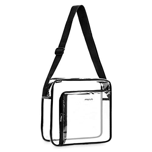 Zippered Purse With Adjustable Shoulder Carry Strap and Front Pocket 9.8x9.8x4.7 Organization Stadium Events Black Pack of 1 Stadium Bag Security Clear Crossbody Messenger Shoulder Bag Clear 