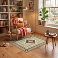 thumbnail image 3 of ODIKA 3'x5' Ultra-Soft Throw Mat, Entryway Southwestern Terracotta Cream Symmetrical Dotted Motif None Washable, Bare feet friendly, Easy Care Indoor rug for Bedside, Vanity, 3 of 7
