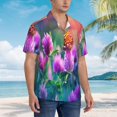 thumbnail image 3 of Haiem Wild flowers of clover and butterfly Printed Hawaiian Shirt for Men - Men’s Casual Beach Summer Shirts - Stretch Fabric with Modern Fit,X-Large, 3 of 7