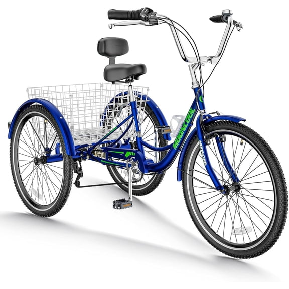 MOONCOOL Adult Tricycles 7 Speed, 16/20/24/26 inch 3 Wheel Bikes, Three-Wheeled Bicycles Cruise Trike with Shopping Basket for Seniors, Women, Men, Teenager, Kids