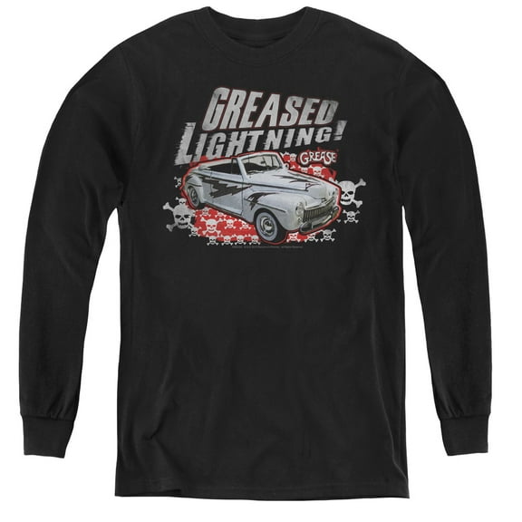 Grease Greased Lightening Youth Long Sleeve T-Shirt Tee Black