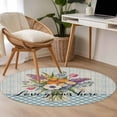thumbnail image 4 of Round Rug 4Ft Washable Non-Slip, Spring Flowers Circle Area Rugs for Living Room Bedroom, Watercolor Rural Floral Blue Stripes Plaid Indoor Floor Mats Carpet Runner for Home Decor Aesthetic, 4 of 8
